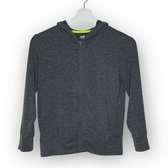 Rumi & Ryder Full Zip Hooded Long Sleeve Active Wear Gray Top Kids Size Medium - Picture 1 of 9